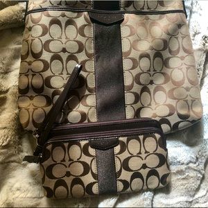 Brown Coach Crossbody Purse & Wallet Bundle